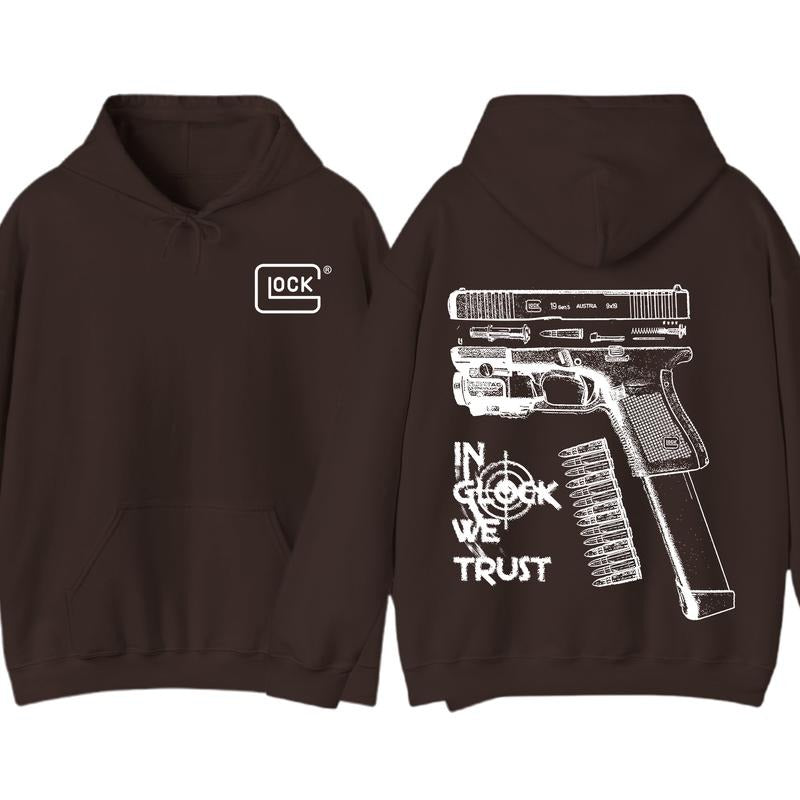 In GLock We Trust Hoodie - White Design Graphic Hoodie - Streetwear for Men's & Women's Fit Long Sleeve Hoodie
