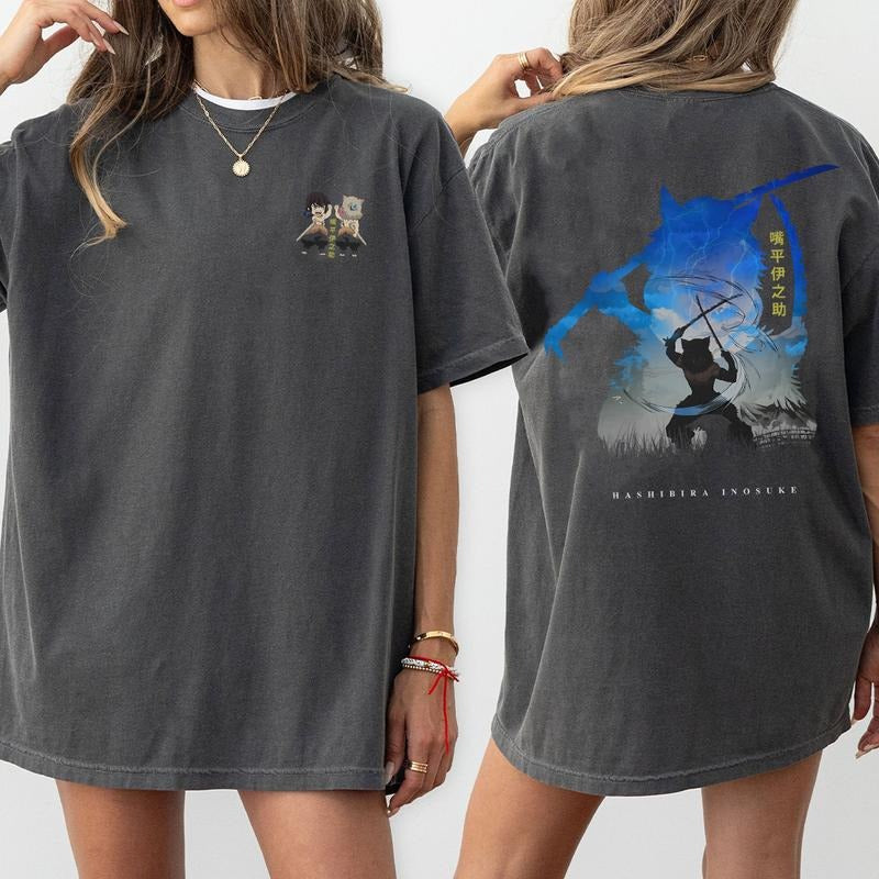 Inosuke Hashibira 2 sides Shirt, Main characters Shirt, Demon Slayer t-shirt, Anime sweatshirt hoodie, Anime lover t-shirt