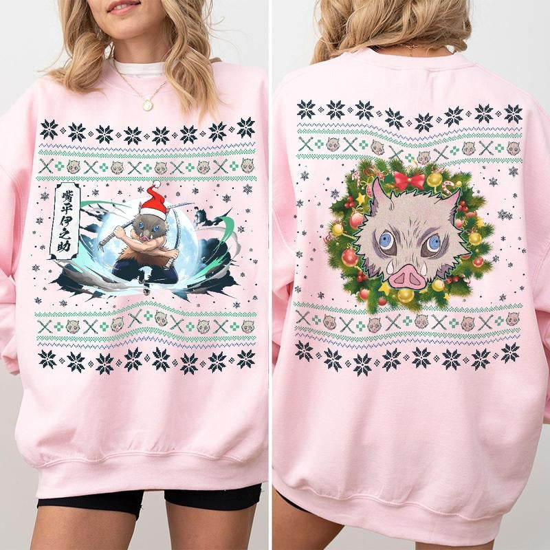 Inosuke Ugly sweater pattern style Sweatshirt, Inosuke Hashibira Monster Breathing Shirt Hoodie, Demon Slayer t-shirt, Kimetsu no Yaiba Shirt, Anime s