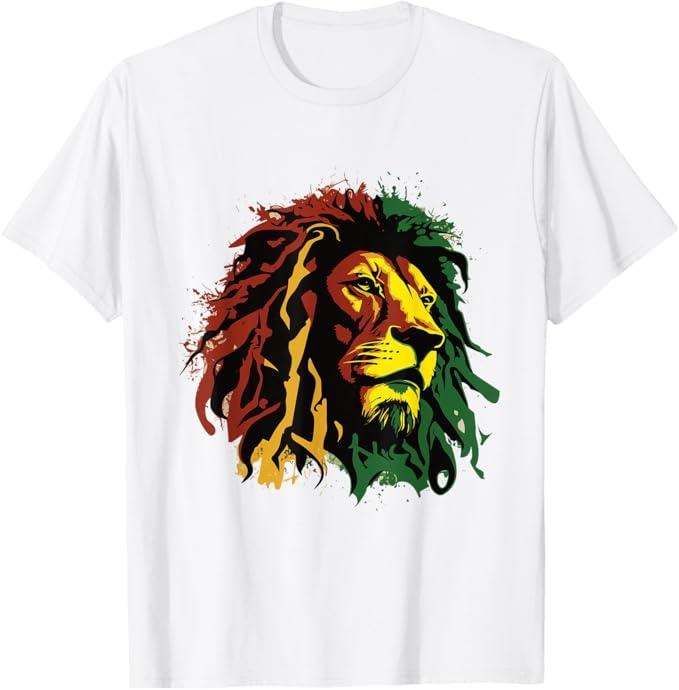 Jamaican Lion Jamaican Rasta Flag Lion Of Judah Reggae Music T-Shirt