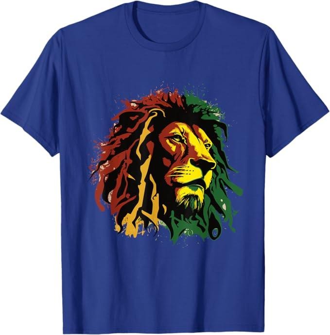 Jamaican Lion Jamaican Rasta Flag Lion Of Judah Reggae Music T-Shirt