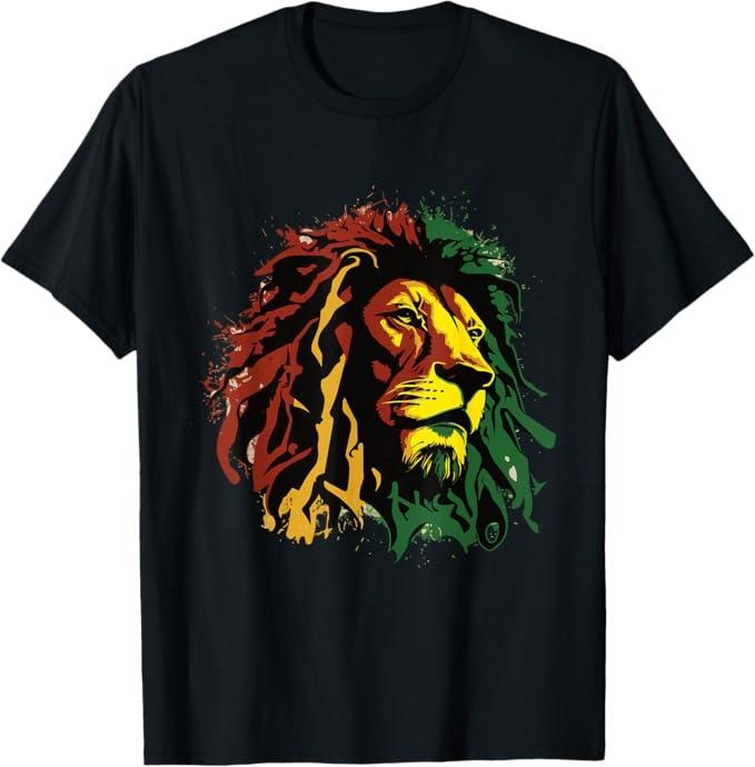 Jamaican Lion Jamaican Rasta Flag Lion Of Judah Reggae Music T-Shirt