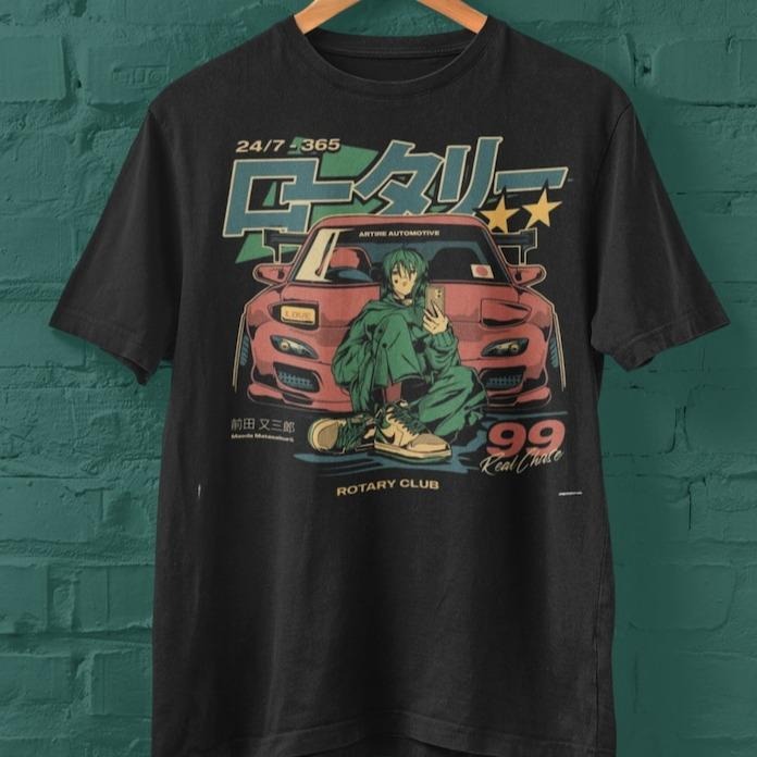 Japanese Anime Car Graphic T-Shirt, 90s Style Vaporwave Aesthetic, Streetwear Anime Tee, JDM Car Culture Shirt Comfort