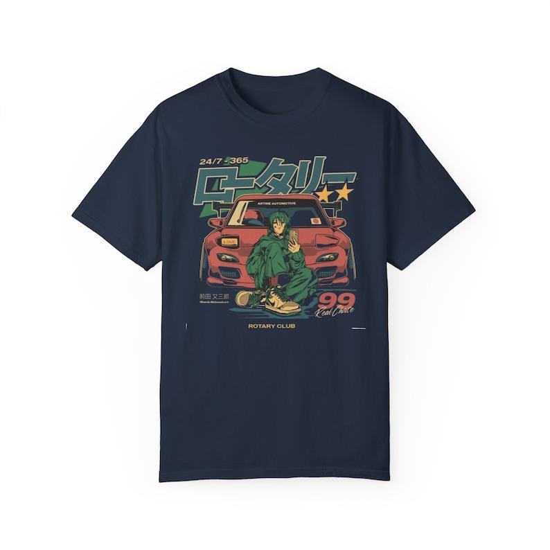 Japanese Anime Car Graphic T-Shirt, 90s Style Vaporwave Aesthetic, Streetwear Anime Tee, JDM Car Culture Shirt Comfort