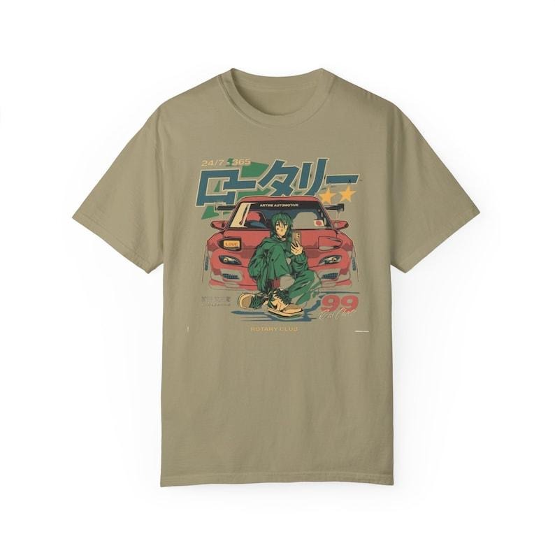 Japanese Anime Car Graphic T-Shirt, 90s Style Vaporwave Aesthetic, Streetwear Anime Tee, JDM Car Culture Shirt Comfort
