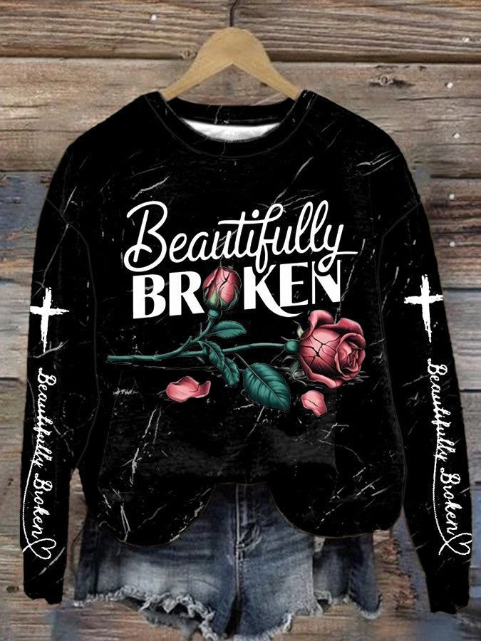 Jelly Roll's Beautifully Broken Rose Sweatshirt Country Music Lover Jelly Roll Fans Father's Day Gift for Husband