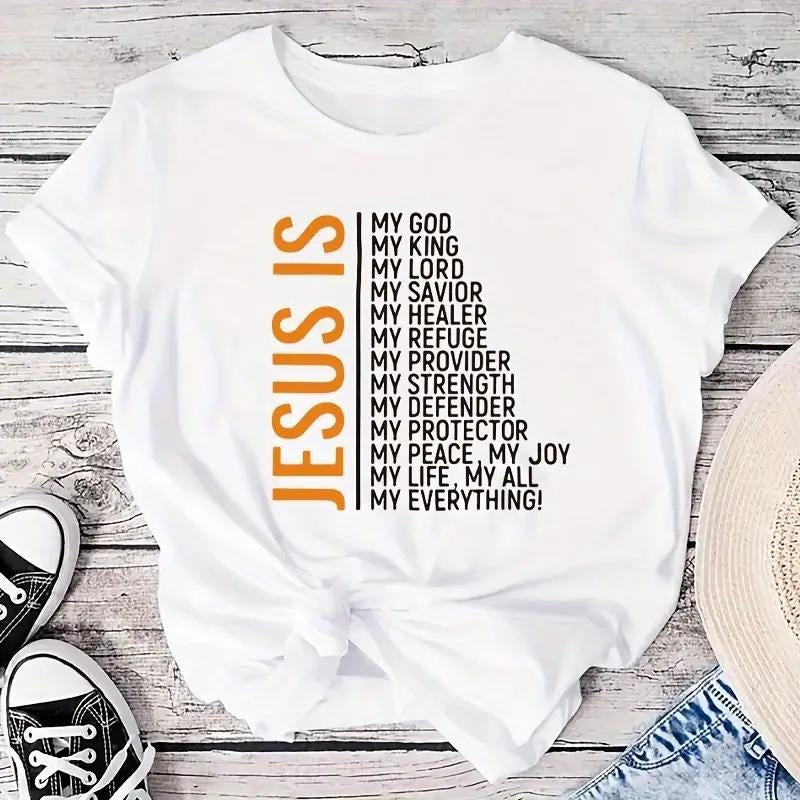 Jesus-Inspired Cartoon Shirt, Christian, Jesus, Cotton, Crewneck, Graphic Tee