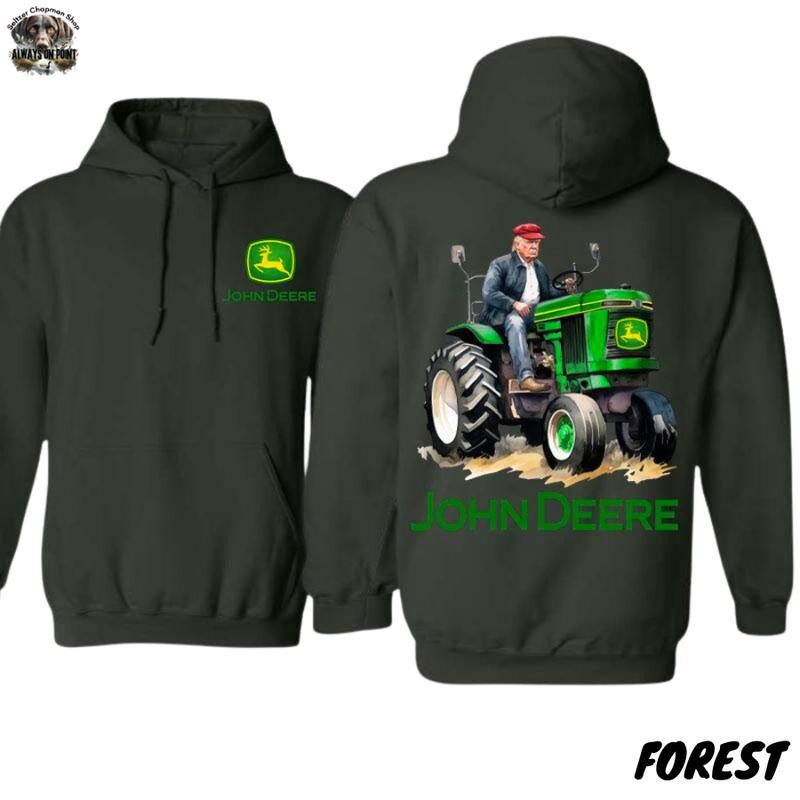 John Deere Hoodie - Iconic Tractor 2-Sided Design - Unisex Pullover for Farming Enthusiasts - For Men and Women - Team BDK