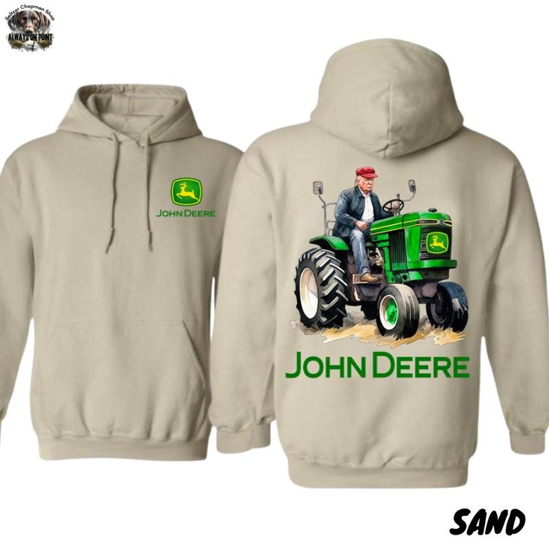 John Deere Hoodie - Iconic Tractor 2-Sided Design - Unisex Pullover for Farming Enthusiasts - For Men and Women - Team BDK