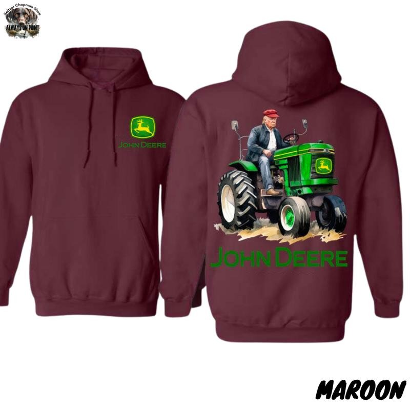 John Deere Hoodie - Iconic Tractor 2-Sided Design - Unisex Pullover for Farming Enthusiasts - For Men and Women - Team BDK