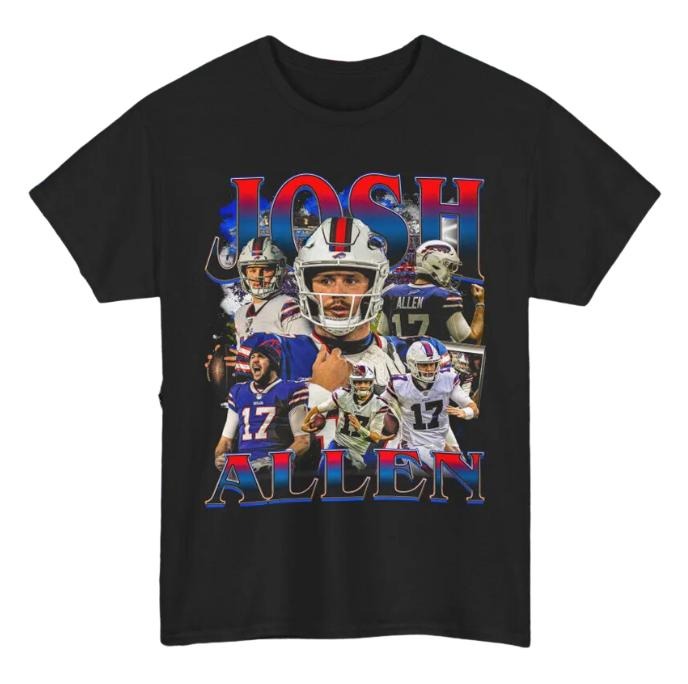 Josh Allen Shirt Graphic Tee Vintage #B.Billss Merch Crew Neck, Size S- 3XL, Menswear Top, Womenswear Top Underwear Streetwear Wetsuit