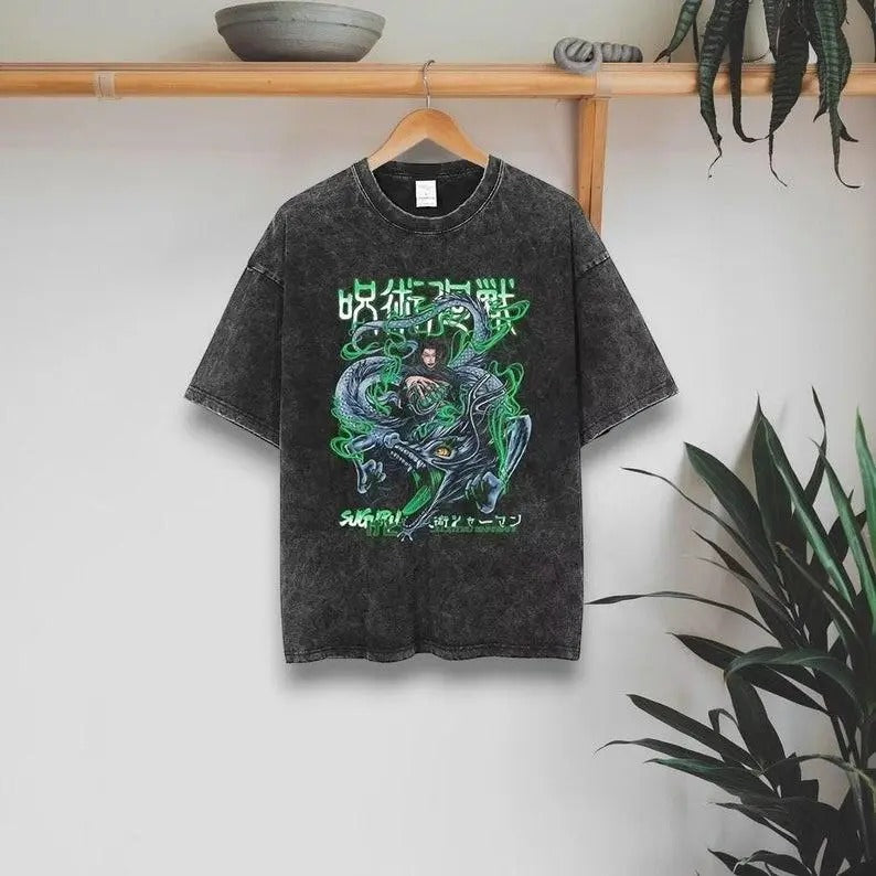 "Jujutsu Kaisen Geto Suguru" Oversized Anime T-shirt Anime Streetwear Dyenomite Mineral Wash Oversized Shirt Oversized Gym Clothing T-shirt