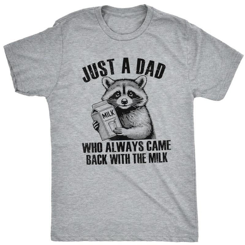 Just A Dad T-Shirt, Just A Dad Who Always Came Back With The Milk T-Shirt, Funny Dad t-shirt, Fathers Day Retro Tee, Gift For Dad, Classic Cotton, Menswear, Vintage Cute Humor Shirt
