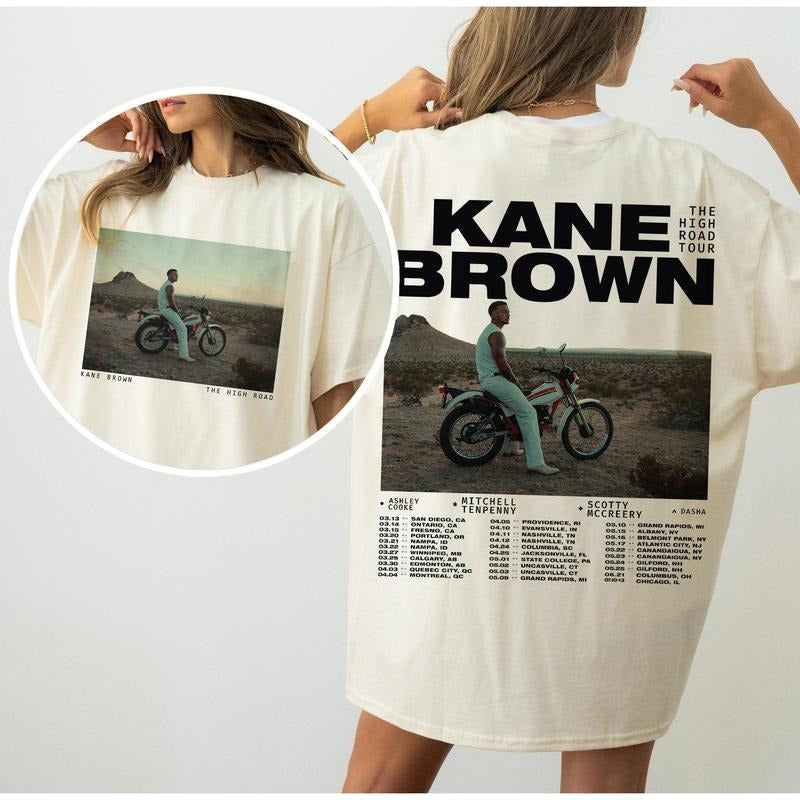 Kane Brown Shirt The High Road Tour 2025 T-shirt Kane Brown Concert 2025 Sweatshirt Country Music Hoodie Kane Brown Merch Gift for Fans Men Women M2