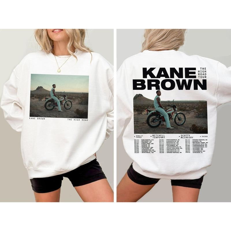 Kane Brown Shirt The High Road Tour 2025 T-shirt Kane Brown Concert 2025 Sweatshirt Country Music Hoodie Kane Brown Merch Gift for Fans Men Women M2