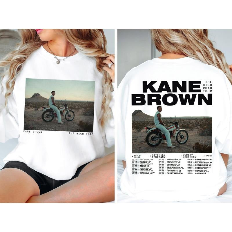 Kane Brown Shirt The High Road Tour 2025 T-shirt Kane Brown Concert 2025 Sweatshirt Country Music Hoodie Kane Brown Merch Gift for Fans Men Women M2