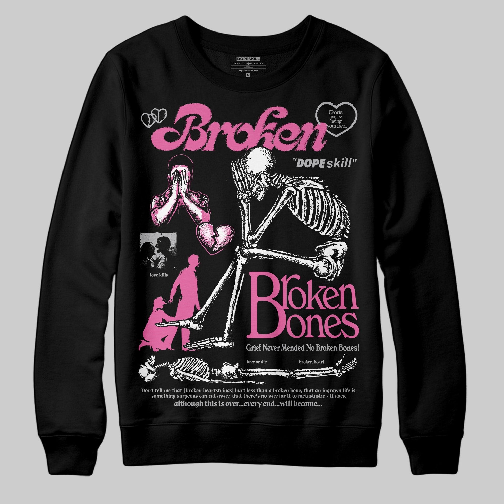 Kayano 14 Cream Sweet Pink DopeSkill Sweatshirt Broken Bones Graphic