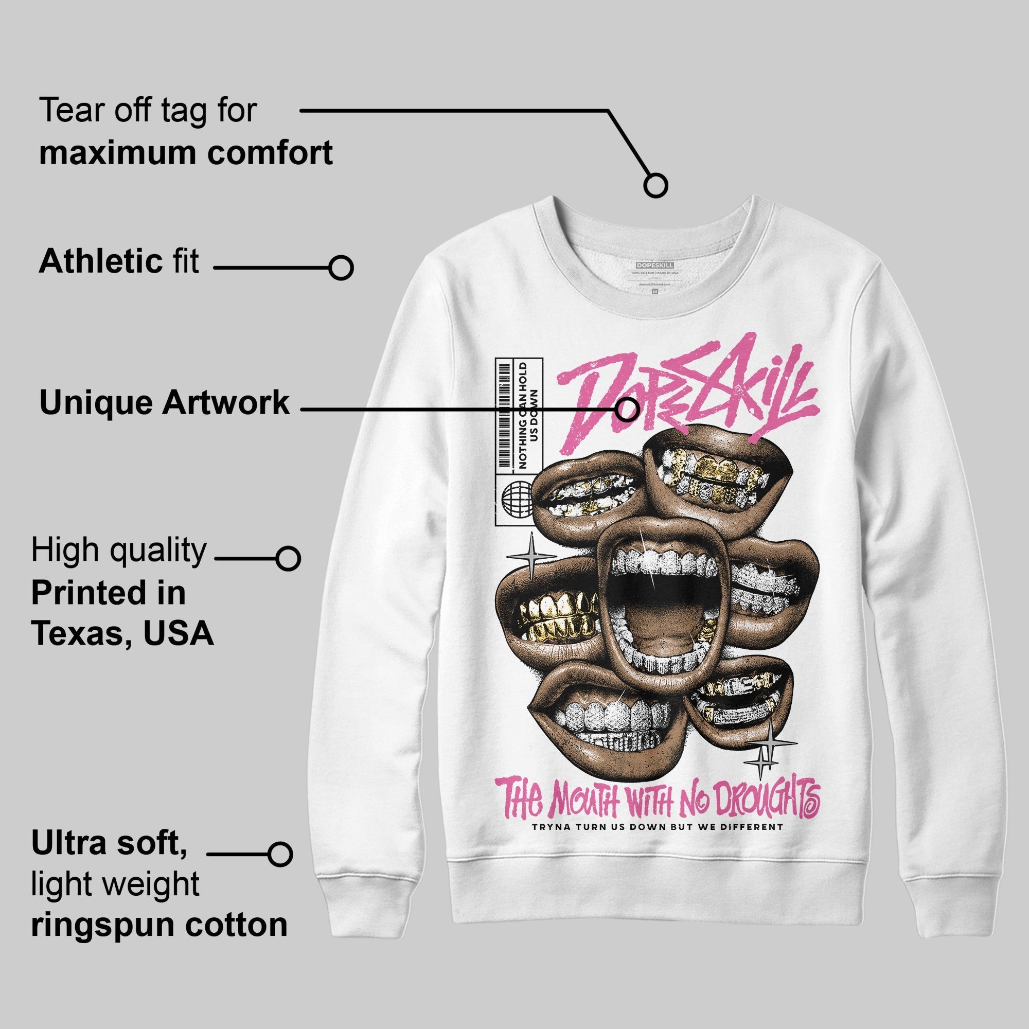Kayano 14 Cream Sweet Pink DopeSkill Sweatshirt The Mouth With No Droughts Graphic