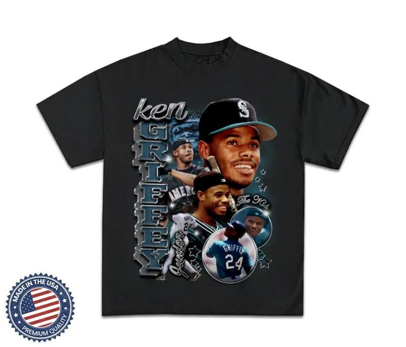 Ken Griffey Jr. Shirt, Baseball Shirt, Classic 90s Graphic Tee, Baseball Lover Unisex T-Shirt, Vintage Bootleg, Gift for Fan