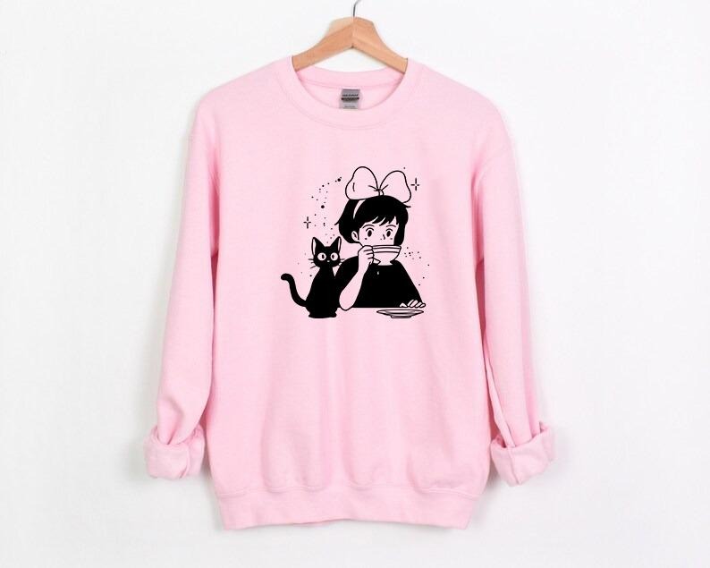 Kiki's Delivery Service Sweatshirt, Jiji Sweatshirt, Studio Ghibli Sweatshirt, Hayao Miyazaki, Anime Fan