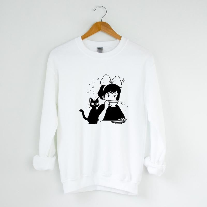 Kiki's Delivery Service Sweatshirt, Jiji Sweatshirt, Studio Ghibli Sweatshirt, Hayao Miyazaki, Anime Fan
