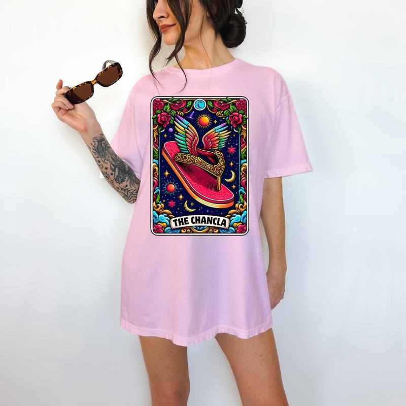 LA Chancla Tarot Card - T-Shirt, chancla, Bright Graphic, Funny Apparel, Gift Idea, Relaxed Fit, Casual Apparel, Cute Top, Great with Jeans, All Seasons, Fun Style, Comfortable Shirt