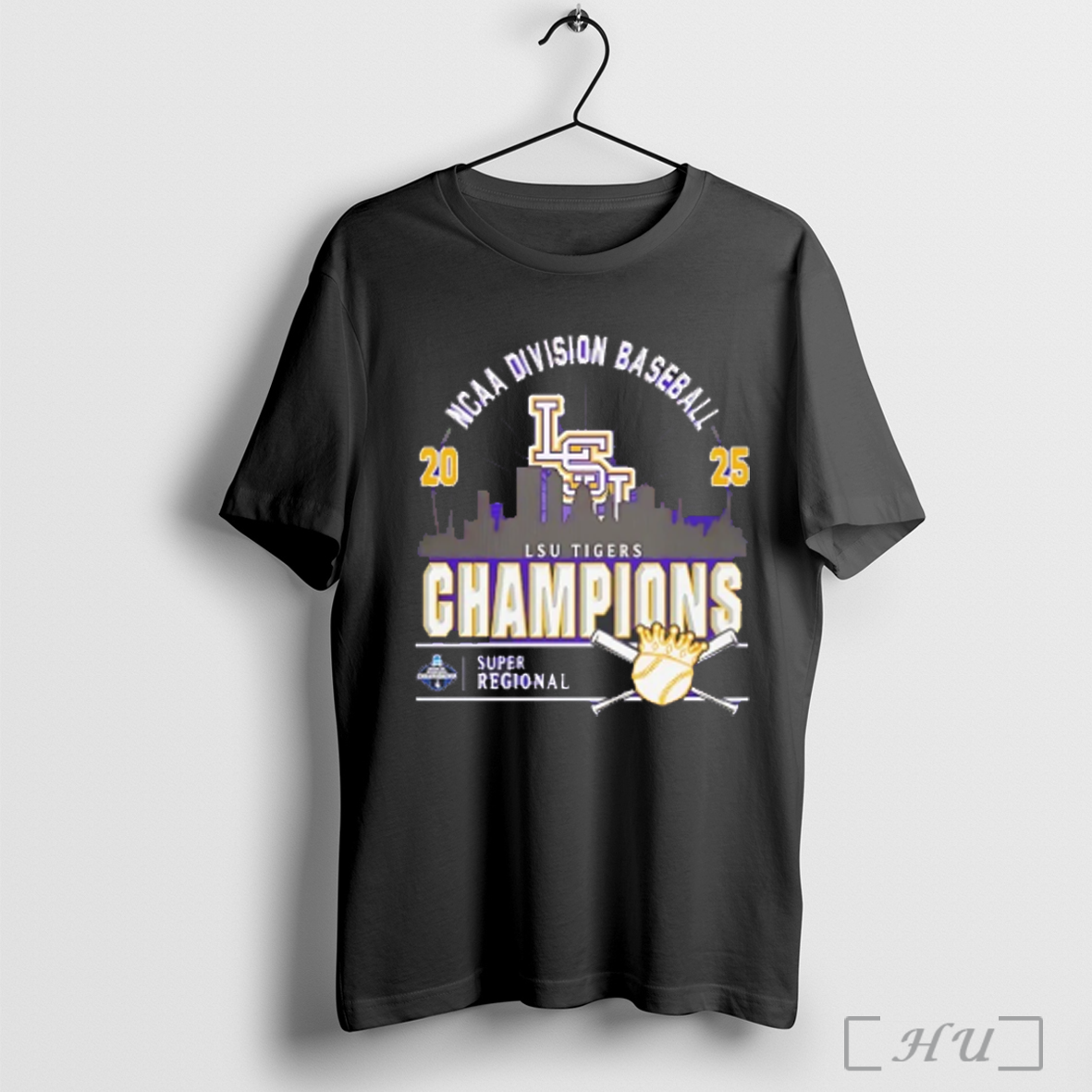 Lsu Tigers 2025 Ncaa Baseball Super Regionals Champions Skyline T Shirt Sweatshirt