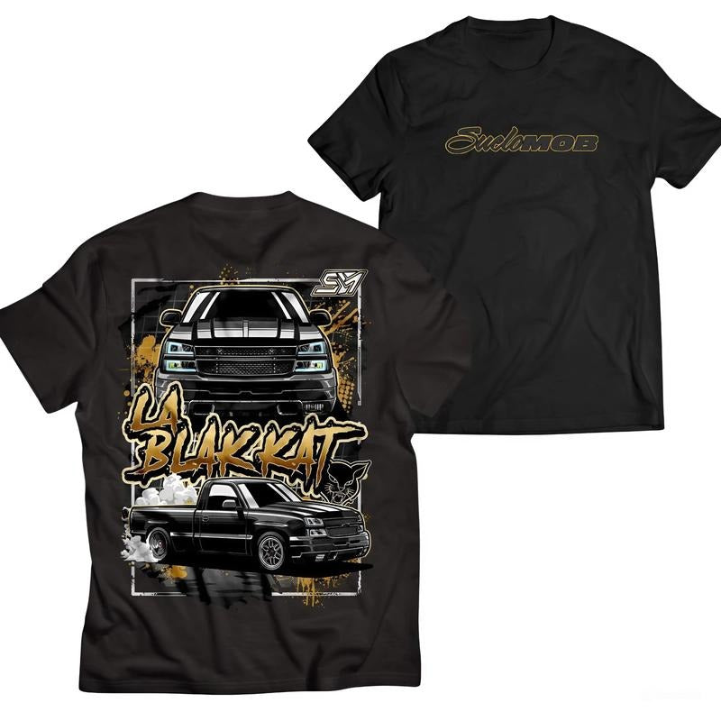 La Blak Kat Car Lover T-Shirt, Automotive Graphic Tee, Car Enthusiast Apparel, Casual Car Merch for Men Menswear Top
