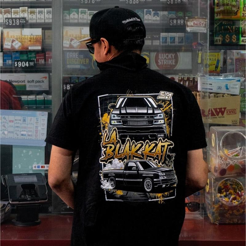 La Blak Kat Car Lover T-Shirt, Automotive Graphic Tee, Car Enthusiast Apparel, Casual Car Merch for Men Menswear Top
