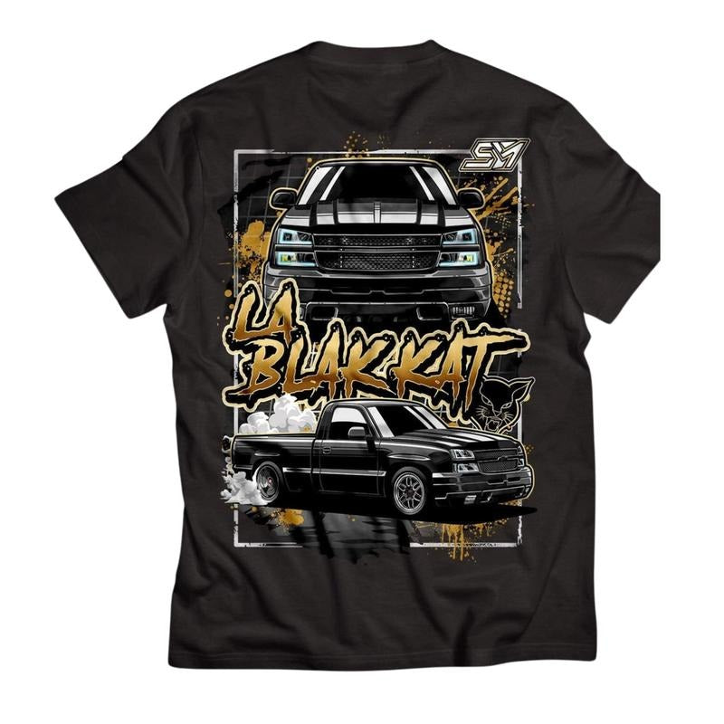 La Blak Kat Car Lover T-Shirt, Automotive Graphic Tee, Car Enthusiast Apparel, Casual Car Merch for Men Menswear Top