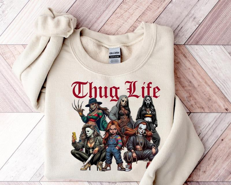Lady Thug L1fe V2 Horror Characters Halloween Shirt, Sweatshirt, Hoodie