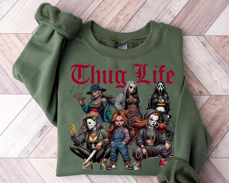 Lady Thug L1fe V2 Horror Characters Halloween Shirt, Sweatshirt, Hoodie