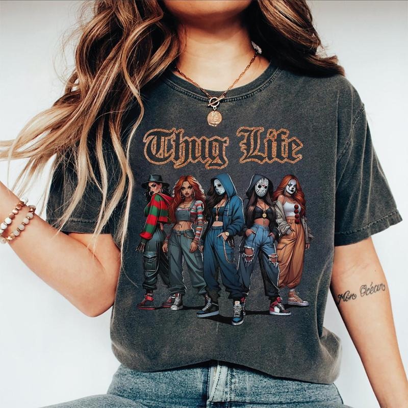 Lady Thug L1fe V4 Horror Characters Halloween Shirt, Sweatshirt, Hoodie