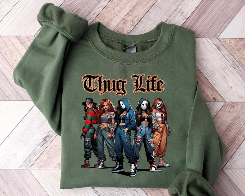 Lady Thug L1fe V4 Horror Characters Halloween Shirt, Sweatshirt, Hoodie