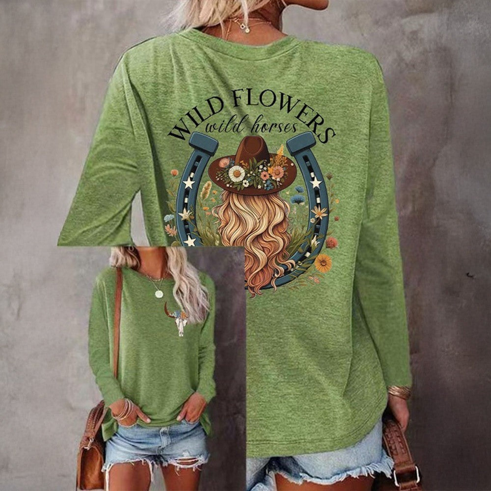 Lainey Wilson Merch Wild Flowers And Wild Horses Long Sleeve T-Shirt Western Country Music Christmas Gift for Him