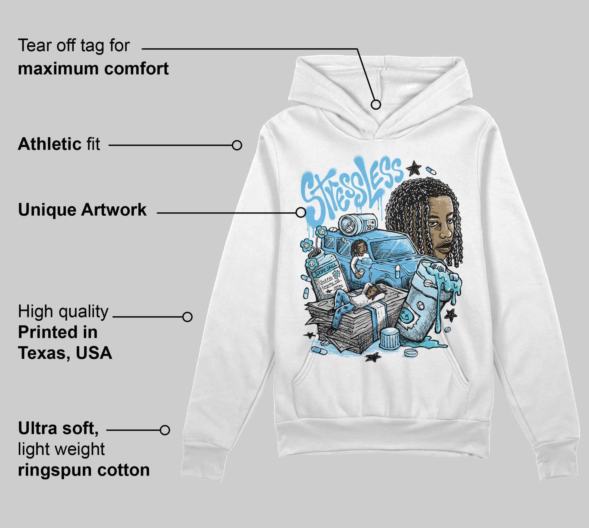 Legend Blue 11s DopeSkill Hoodie Sweatshirt Stressless Graphic