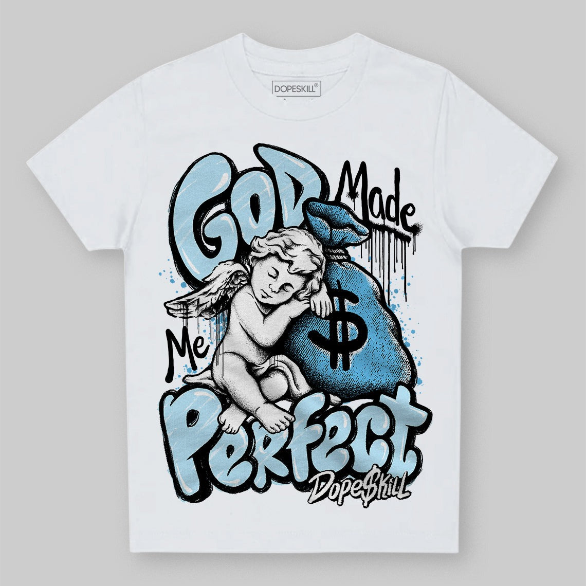 Legend Blue 11s DopeSkill Toddler Kids T-shirt God Made Me Perfect Graphic