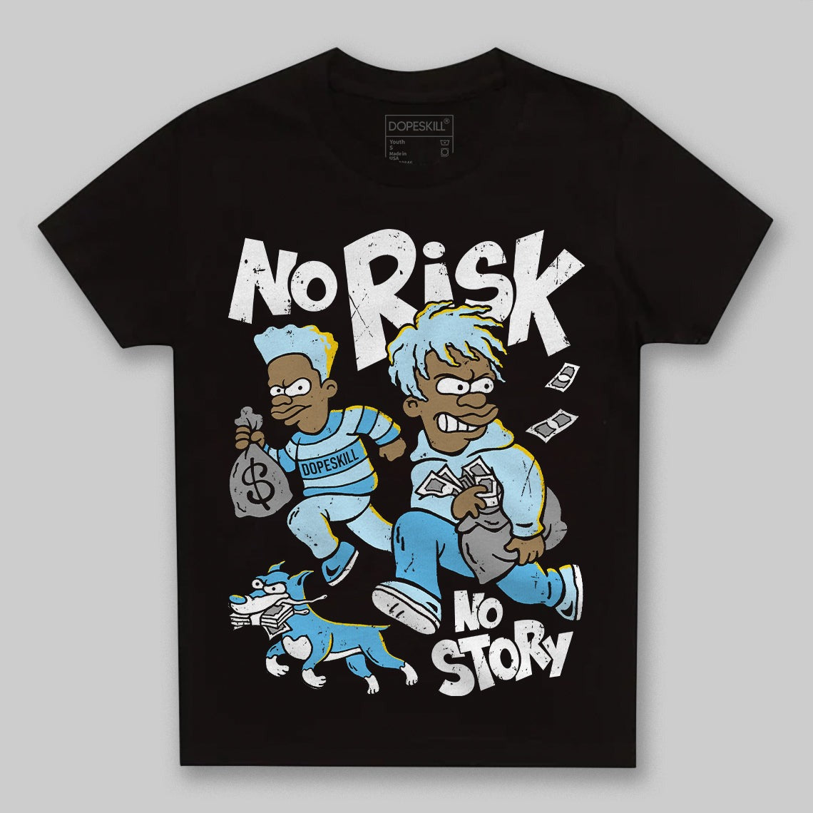 Legend Blue 11s DopeSkill Toddler Kids T-shirt No Risk No Story Graphic