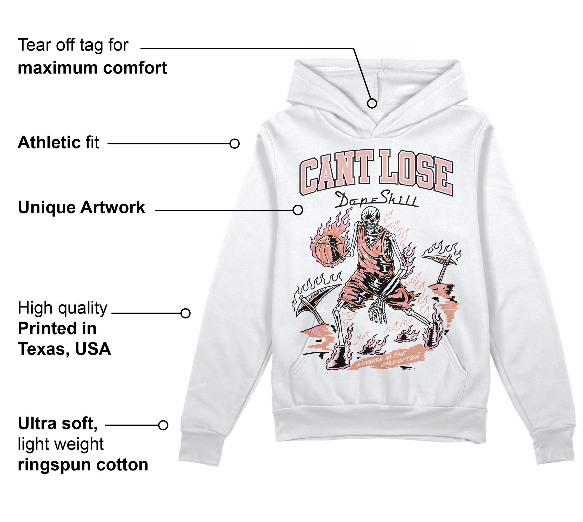 Legend Pink 11s DopeSkill Hoodie Sweatshirt Cant Lose Graphic