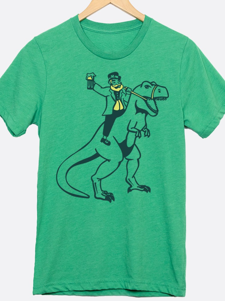 Leprechaun Riding Dinosaur Graphic Tee