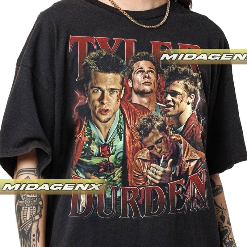 Limited Tyler Durden Fight Club Vintage T-Shirt, 90s Movie Shirt, Horror Movie Shirt, brad pitt fight club tee 4STL