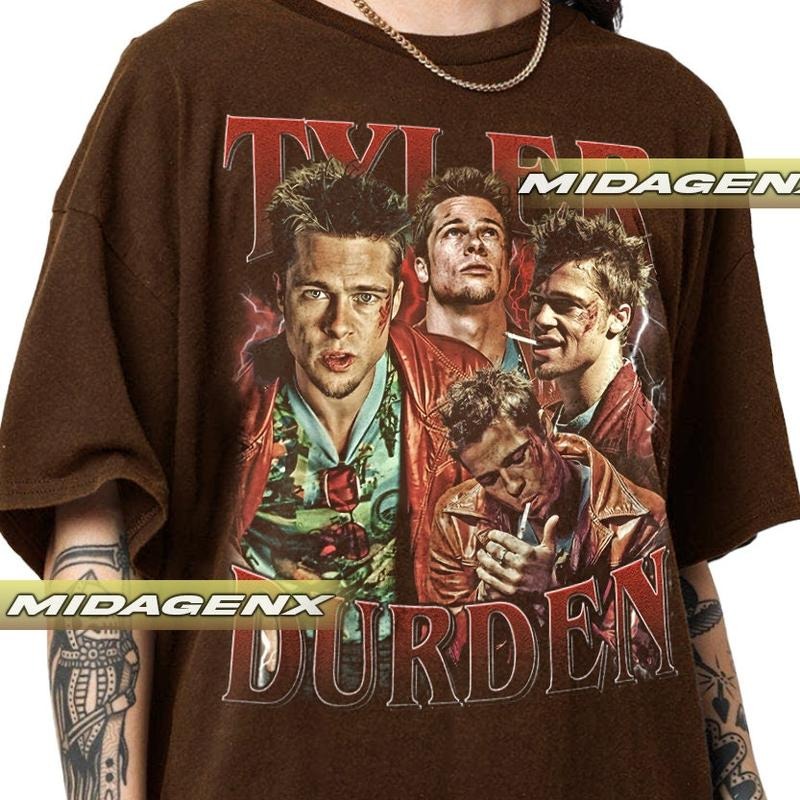 Limited Tyler Durden Fight Club Vintage T-Shirt, 90s Movie Shirt, Horror Movie Shirt, brad pitt fight club tee 4STL