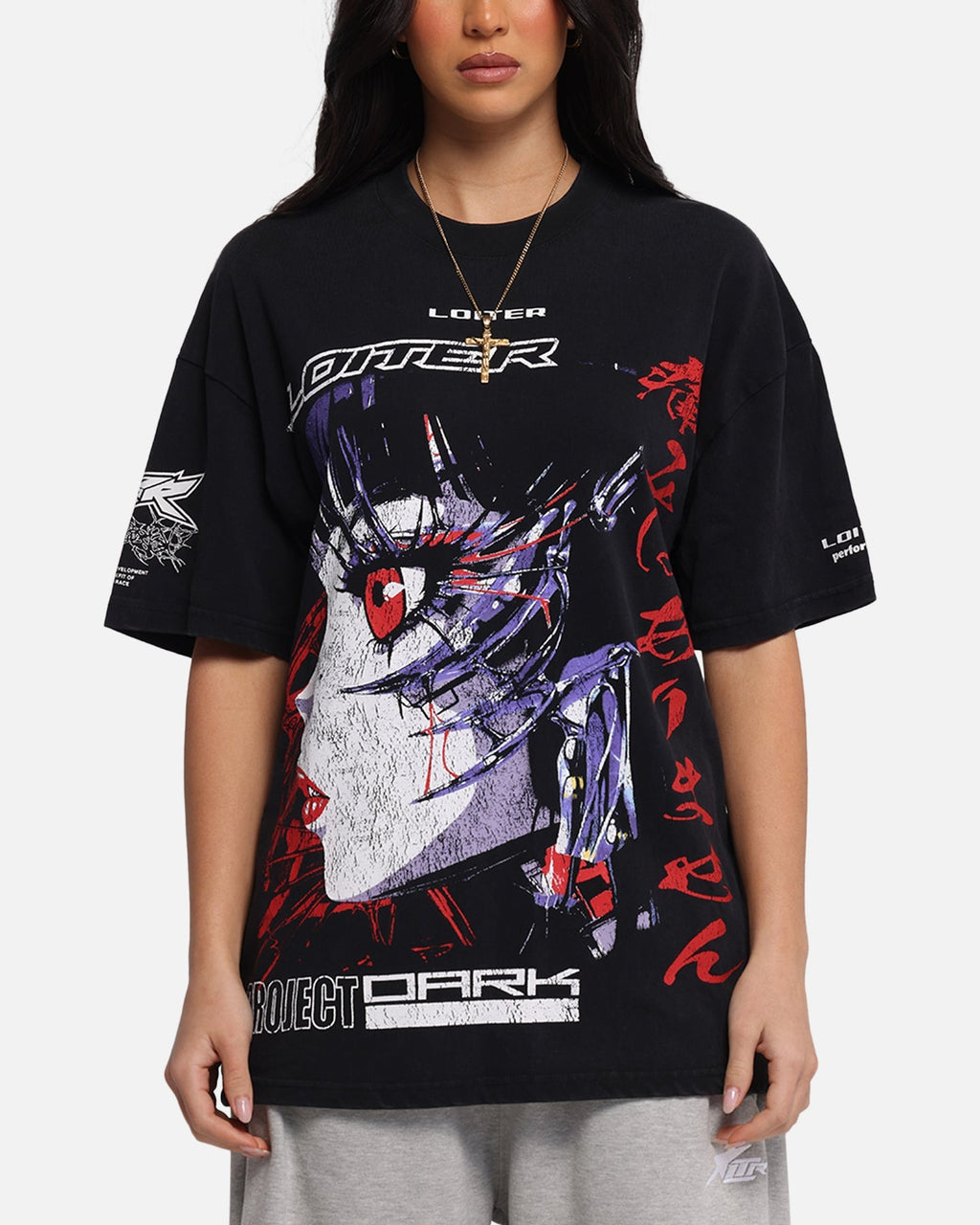 Loiter Cybernetics Vintage T-Shirt Black Acidwash Style001