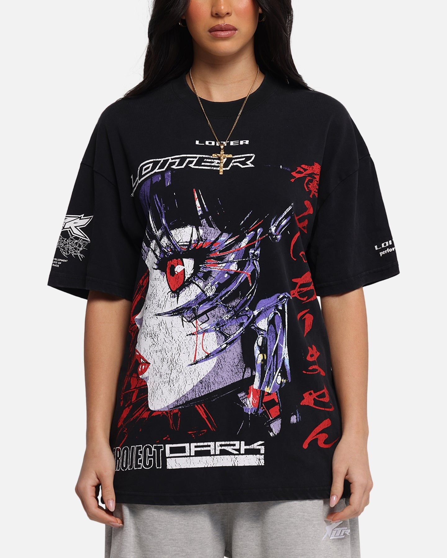 Loiter Cybernetics Vintage T-Shirt Black Acidwash Style001