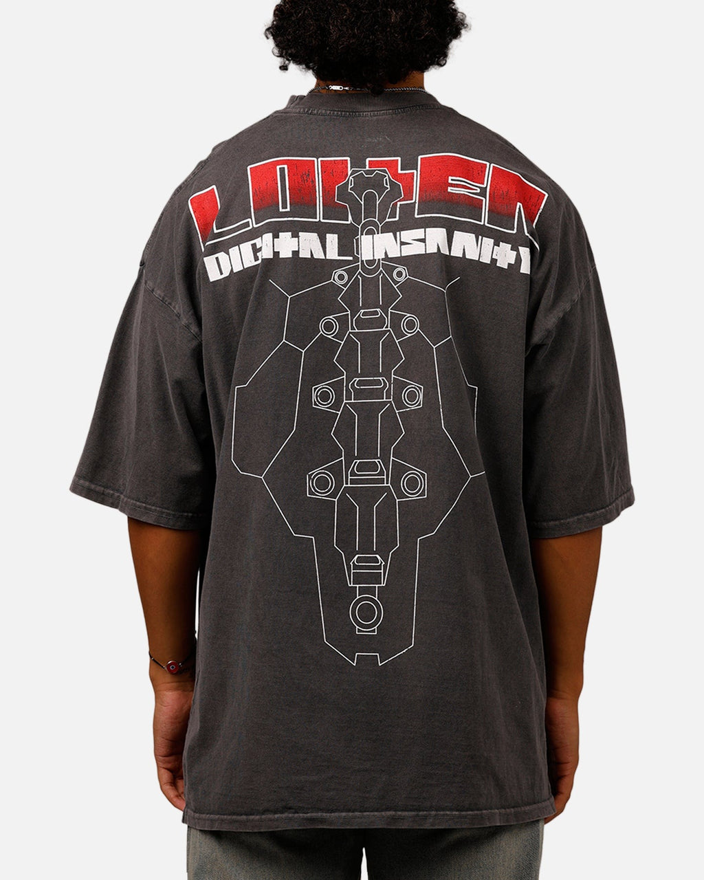 Loiter Digital Insanity Vintage Mock T-Shirt Charcoal