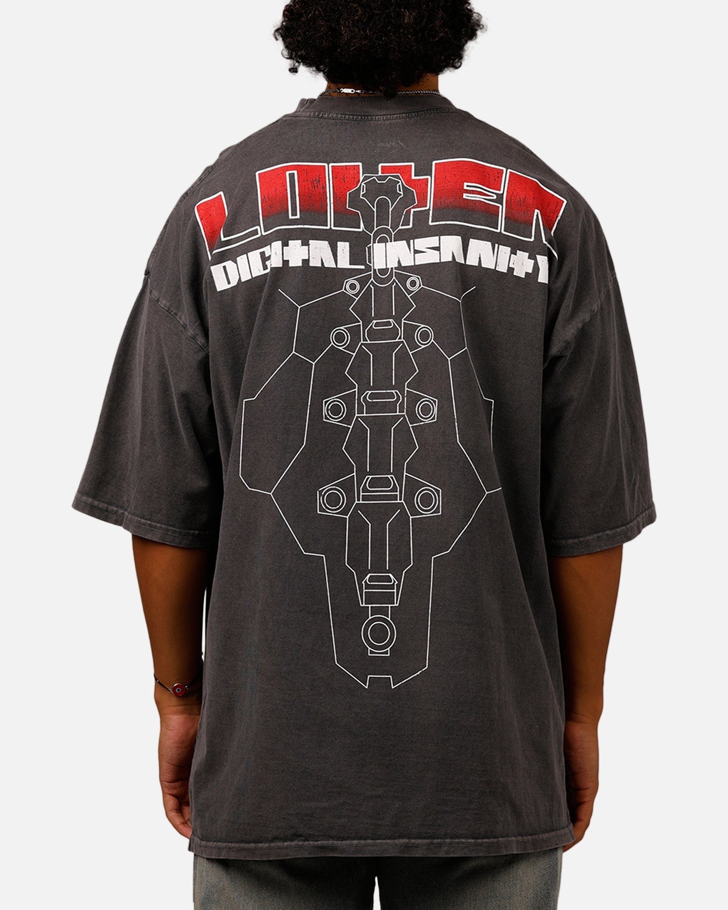 Loiter Digital Insanity Vintage Mock T-Shirt Charcoal