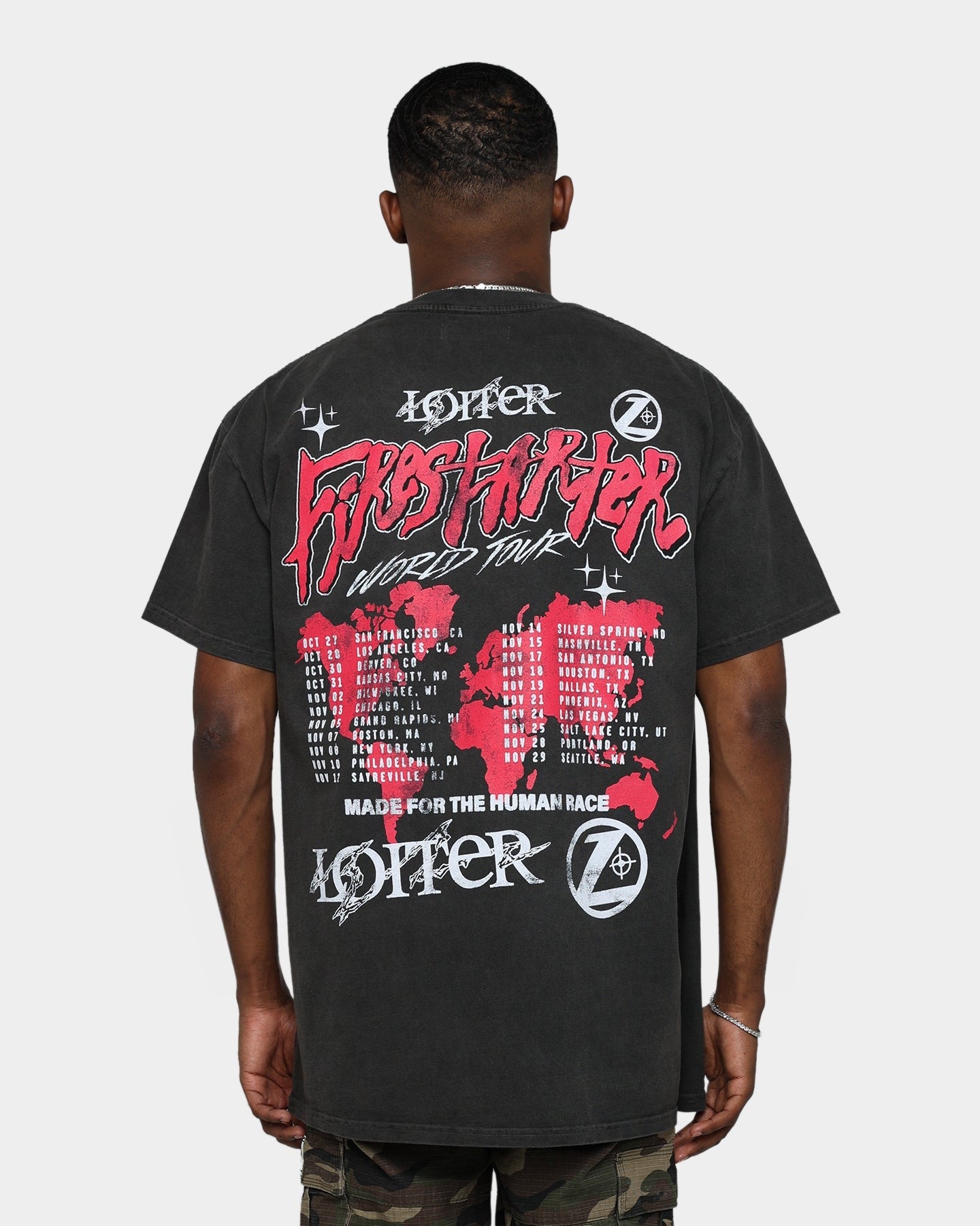 Loiter Firestarter Tour Ultra Premium Vintage T-Shirt Black Wash