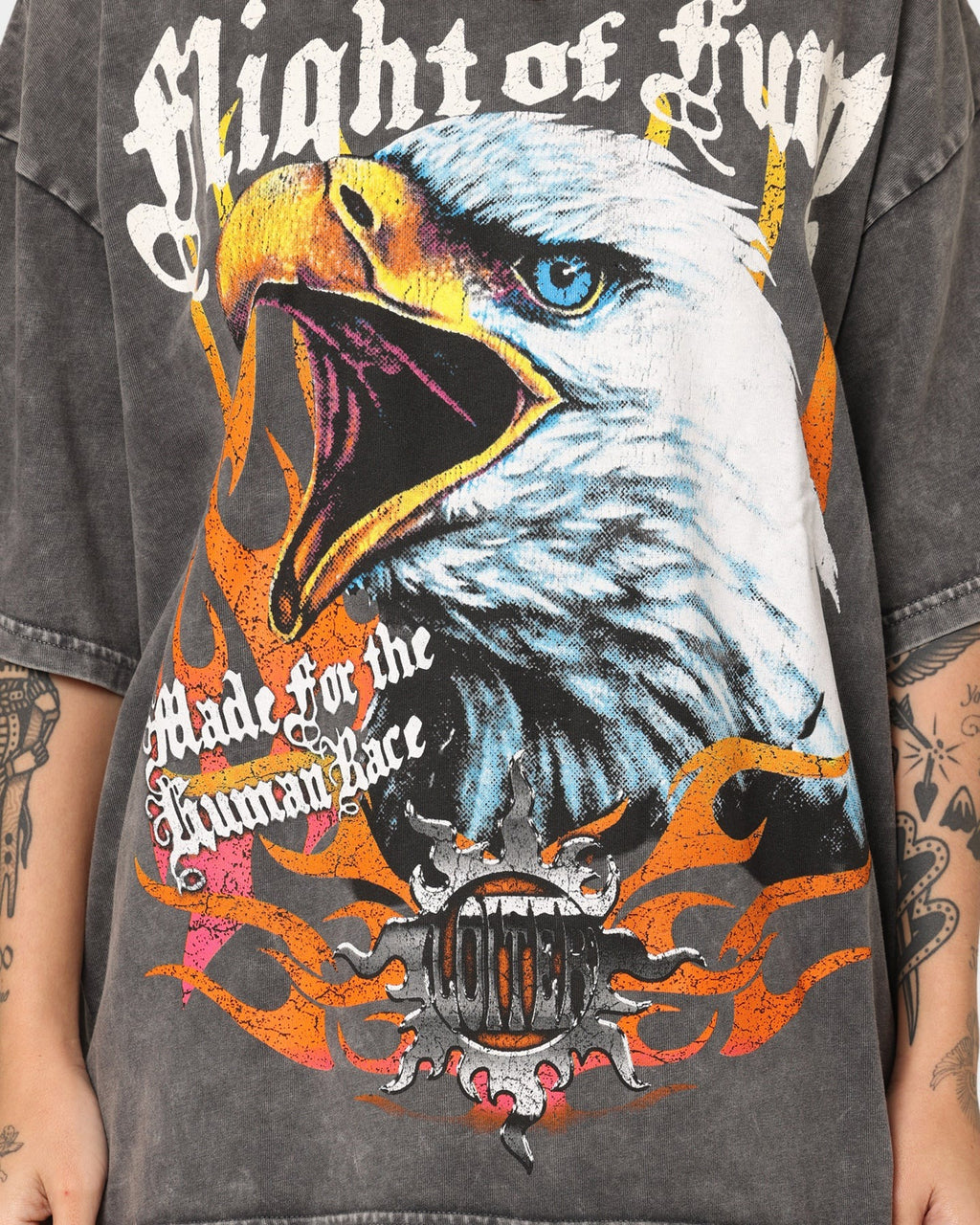Loiter Fury Vintage T-Shirt Charcoal Style001