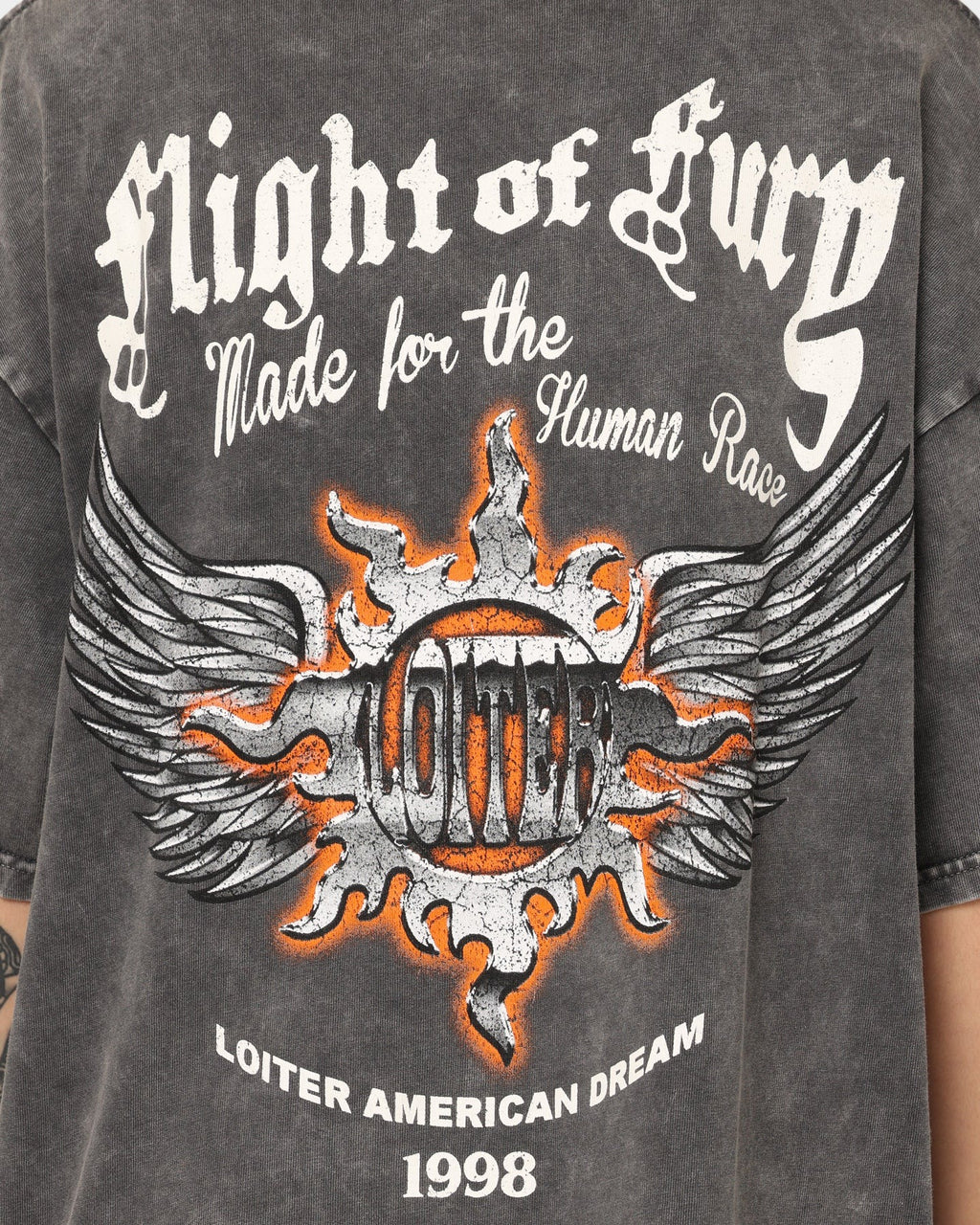 Loiter Fury Vintage T-Shirt Charcoal Style001