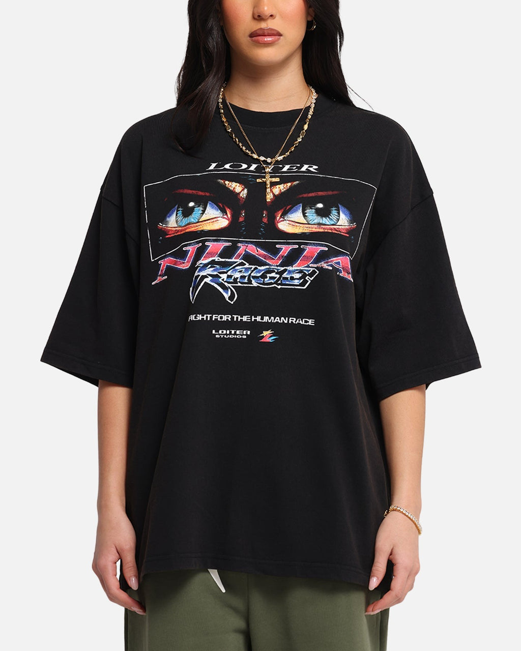 Loiter Ninja Vintage T-Shirt Vintage Charcoal Style001